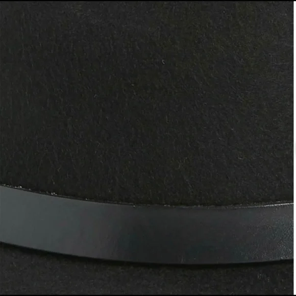 NWT All Saints Long Brim Fedora+100% Wool+Brass Logo rivet+Black - Picture 6 of 11